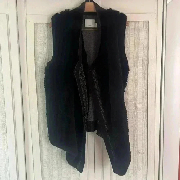 Vince fur front sweater back vest size L - Picture 3 of 7